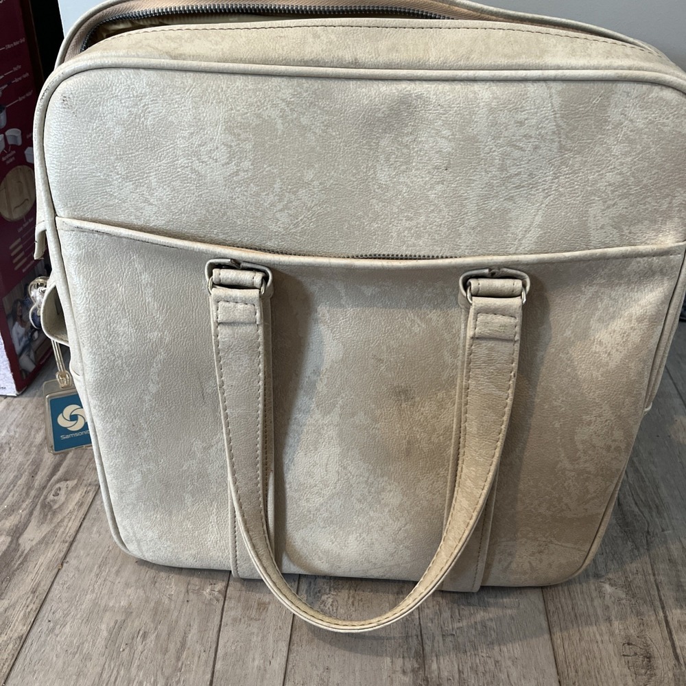 Samsonite Silhouette Vintage Shoulder Tote Beige Weekender Carry-On Bag
